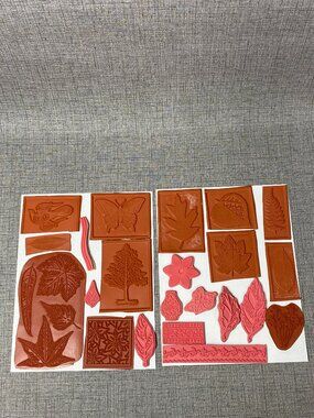 RARE UNIQUE VTG Rubber Cling Stamps Mixed Themes Nature Leaf Tree 22pc Lot NEW